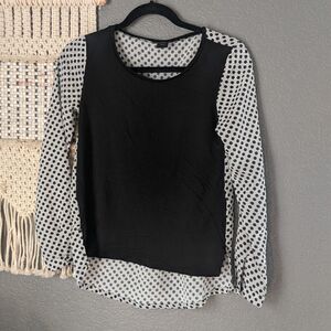 Ann Taylor Mixed Fabric Long Sleeve